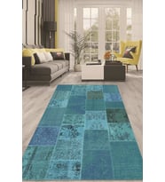 Dijital Kaymaz Taban Yıkanabilir Modern Renkli Salon Halısı Mutfak Halısı Yolluk ND-HT-1245 (Turkuaz)