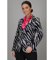 SWEETNESS Kadın Siyah Gri Zebra Desenli Astarsız Tek Düğme Ceket