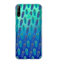 PrintiFy Huawei P40 Lite E ile Uyumlu 1mm Slim Fit Nazar Boncuğu 4 Baskılı Şeffaf  Kılıf