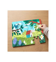 Çiçekli Bahçe - Ev - Manzara Tasarımlı 24 Parça Ahşap Çocuk Puzzle MPK0332