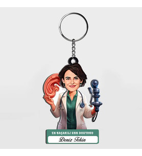 Karikatürlü - Güzel KBB Doktoru İsimli Anahtarlık