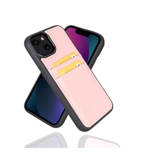Bouletta Apple iPhone 14 Uyumlu Deri Kartlıklı Arka Kapak NU2 Pembe