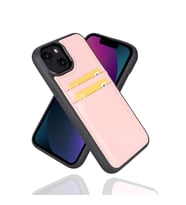 Bouletta Apple iPhone 14 Uyumlu Deri Kartlıklı Arka Kapak NU2 Pembe