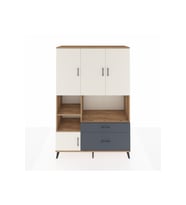 Hyperion Dolap 7 Raflı 2 Çekmeceli 5 Kapaklı 132x44x195 Çam-Aytaşı/Antrasit