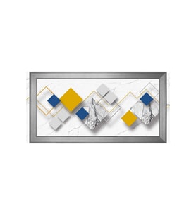 Soyut Şekiller Motifli Kanvas Tablo 50 x 70 cm Silver Çerçeve