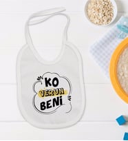 BK Kids Ko Verun Beni Tasarımlı Beyaz Bebek Mama Önlüğü-1