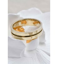 Gold Renk Kanal Desenli 925 Ayar Gümüş Alyans
