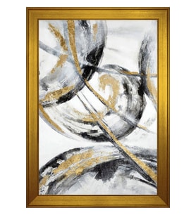 Soyut Şekiller Motifli Kanvas Tablo 80 x 110 cm Gold Çerçeve