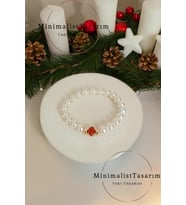 Kristal taşlı inci bileklik, İncili bileklik, inci kolye bileklik,  Nedime bilekliği, Kına bilekliği