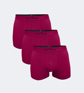 Malabadi 3 Lü Paket  Erkek Pamuklu Boxer 3M075 (Bordo)