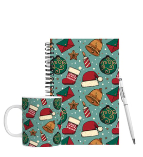 Yılbaşı İçin Kişiye Özel Ahşap Defter Kalem & Kupa Hediye Seti HC57