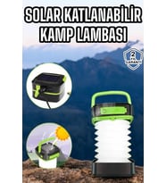 Güneş Enerjili Led Lamba Kamp Lambası Katlanabilir Lamba USB Şarjlı
