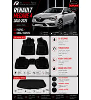 RENAULT MEGANE 4 2016-2021 Araca Özel 3D Paspas + 3D Bagaj Havuzu