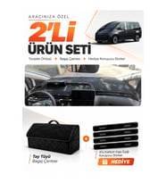 e-biz HYUNDAİ STARİA (2021-2025) Uyumlu Torpido Örtüsü + Tay Tüyü Bagaj Çantası Seti - Siyah - HU040