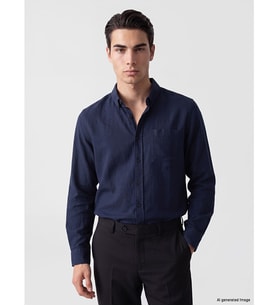 LCWAIKIKI Classic İndigo Regular Fit Armürlü Erkek Gömlek
