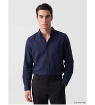 LCWAIKIKI Classic İndigo Regular Fit Armürlü Erkek Gömlek