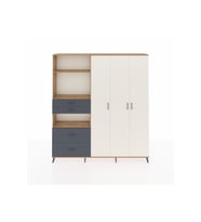 Arges Dolap 12 Raflı 4 Çekmeceli Tek Askılı 220x30x243 Çam-Aytaşı/Antrasit