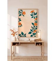 Çiçekli Minimalist 1. Kalite Ahşap Çerçeveli Tablo