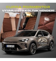 Cupra Formentor Kahverengi Renk Tay Tüyü Cepli & Terletmez Sırtlı Oto Koltuk Minder Seti - Koltuk Koruma Kılıfı (ÖN & ARKA TAM SET)