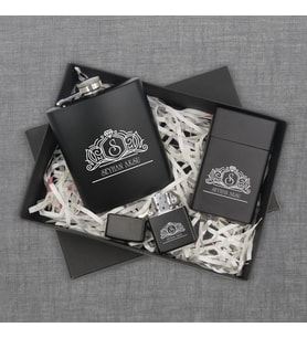 BK Gift Kişiye Özel İsimli Siyah Çelik İçki Matarası Sigara Kutusu ve Benzinli Çakmak Hediye Seti -13, Sevgiliye Hediye, Arkadaşa Hediye, Doğum Günü Hediyesi