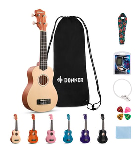 Donner DUS-10N Soprano Ukulele Seti (Natural)
