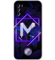Reeder S19 Max Pro S Kılıf HD Desen Baskılı Arka Kapak - Dark Neon Yaprak M Harfi