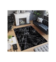 Rovigo Home Dijital Baskı Yıkanabilir Kaymaz Taban Salon Halısı RVG0470 (Siyah)