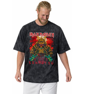 Iron Maiden Rock Metal Müzik Grubu Baskılı Unisex Oversize Vintage Yıkamalı Tişört