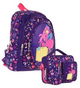 Kaukko Kids Flamingo Detaylı Okul Çantası (L5223) ve Thermo Beslenme Çantası (L7223) Seti - Kız Çocuk