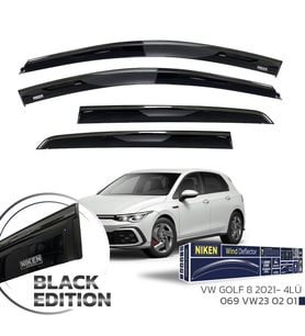 Niken Volkswagen Golf 8 Cam Rüzgarlığı Siyah Kromlu 4'Lü 2021 Sonrası Uyumlu