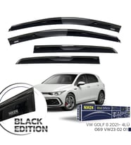 Niken Volkswagen Golf 8 Cam Rüzgarlığı Siyah Kromlu 4'Lü 2021 Sonrası Uyumlu