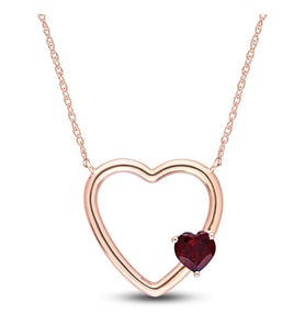 Yakut Kalp Gümüş Kolye