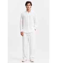 Erkek Beyaz Regular Fit Müslin Pantolon
