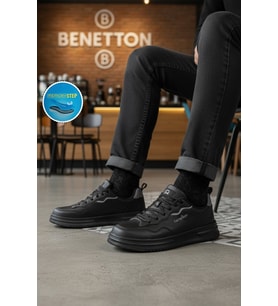 United Colors Of Benetton Siyah Bağcıklı Hafif Erkek Spor Ayakkabı BNI-11200 M