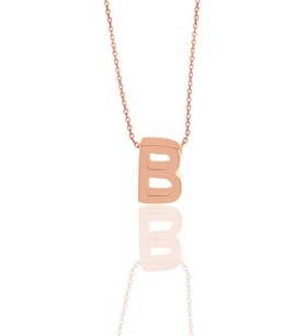Söğütlü Silver Gümüş rose üç boyutlu minimal  B  harf kolye