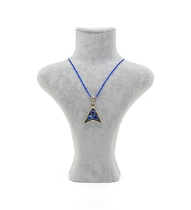 Mavi İpek Kordonlu Swarovski Taşlı Kolye
