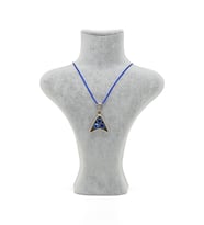 Mavi İpek Kordonlu Swarovski Taşlı Kolye