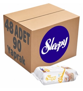 Sleepy Islak Havlu Mendil 90 Yaprak Sensitive 48 Li Set Plastik Kapaklı 4320 Yaprak
