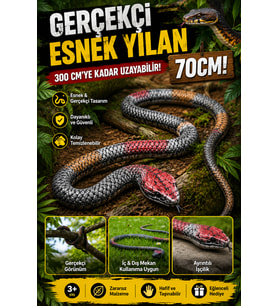 Gerçekçi Esnek Yılan 70 cm - 300 cm Uzayabilen Şaka Yılanı (3+ Yaş)