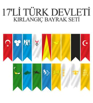 17'li Türk Devletleri Kırlangıç Bayrak Seti 50x150 (Kırmızı)