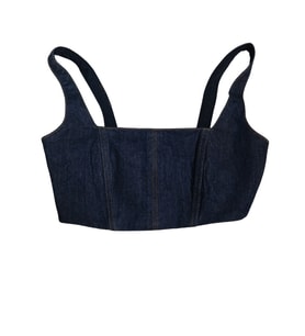 Denim Fermuarlı Top Büstiyer 