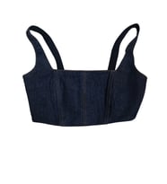 Denim Fermuarlı Top Büstiyer 