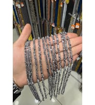 Hematit Taşı Rondela Kesim Parlak Gümüş 4x3mm Doğal Taş Dizi