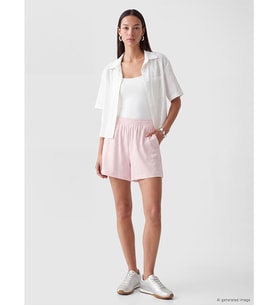 LC WAIKIKI Pembe Beli Lastikli Taşlı Soft Touch Kadın Şort