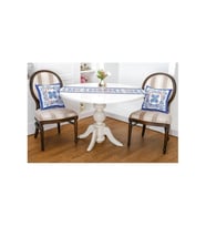 Çini Pamuk Duck Baskılı Kumaş Krem Mavi Runner Kırlent Seti 3 Parça 40X145 Cm 54 (Standart)