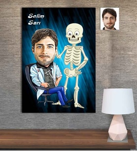 Kişiye Özel Karikatür Baskılı Ahşap Tablo Tıp Bayramı Ortapedi Doktoru Erkek-2 30x40