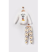 Hey BBT Mickey Mouse Baskılı Bebek&Çocuk Alt Üst Takım-Beyaz