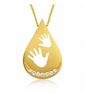 Gümüş Gold Bebek Elleri Bayan Kolye