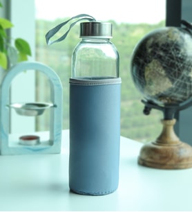 Deri Kılıflı 500 Ml Su Matarası (Mavi)