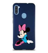 Samsung Galaxy A11 Soft Premier Kapak Minnie Mouse-E Tasarımlı Silikon Kılıf - Lacivert (Şeffaf)